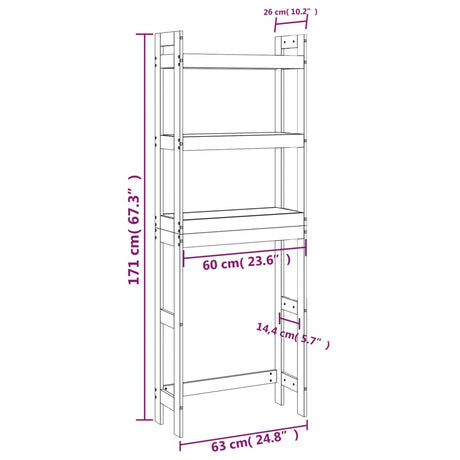 Toilet Rack 63X26X171 Cm Solid Wood Pine