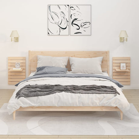 Wall-Mounted Bedside Shelves 2 Pcs Solid Wood Pine