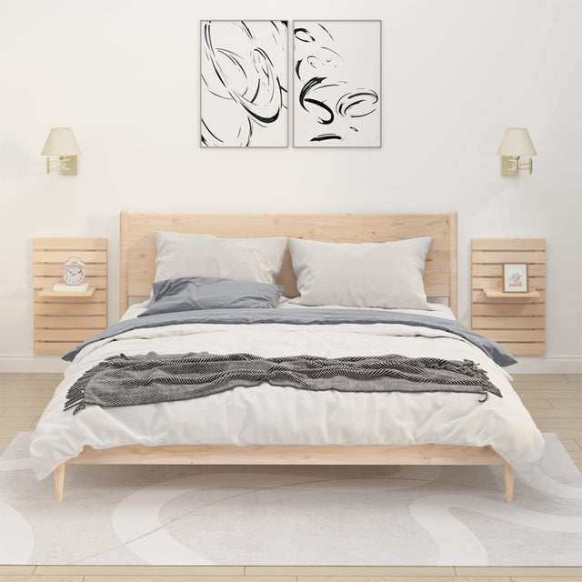 Wall-Mounted Bedside Shelves 2 Pcs Solid Wood Pine