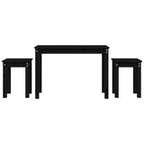 Nesting Tables 3 pcs Black Solid Wood Pine