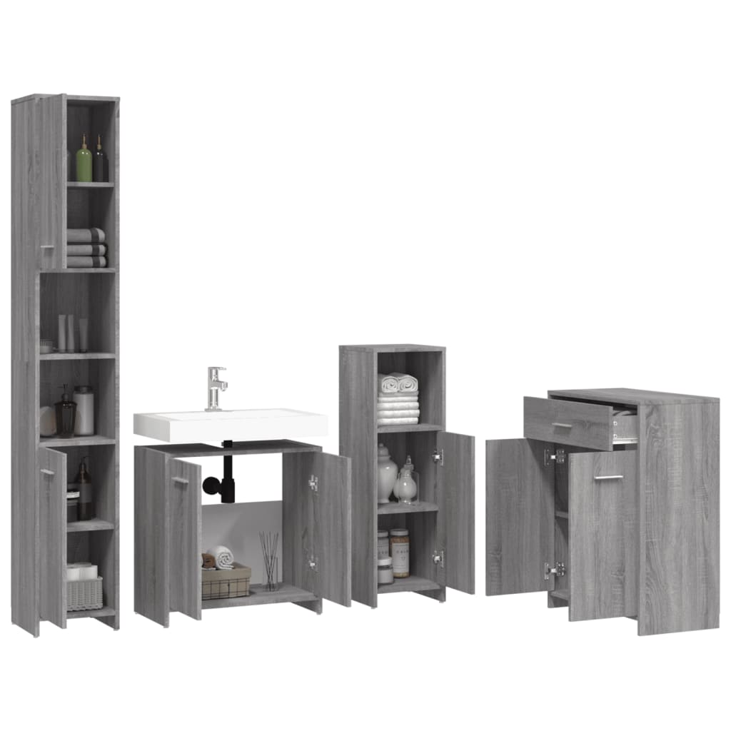 4 Piece Bathroom Furniture Set Engineered Wood