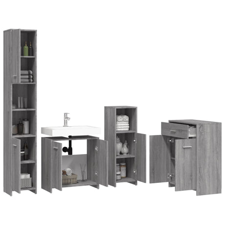 4 Piece Bathroom Furniture Set Engineered Wood