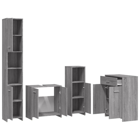 4 Piece Bathroom Furniture Set Engineered Wood
