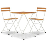 3 Piece Folding Bistro Set Solid Wood Acacia And Steel