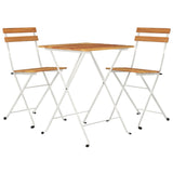 3 Piece Folding Bistro Set Solid Wood Acacia And Steel