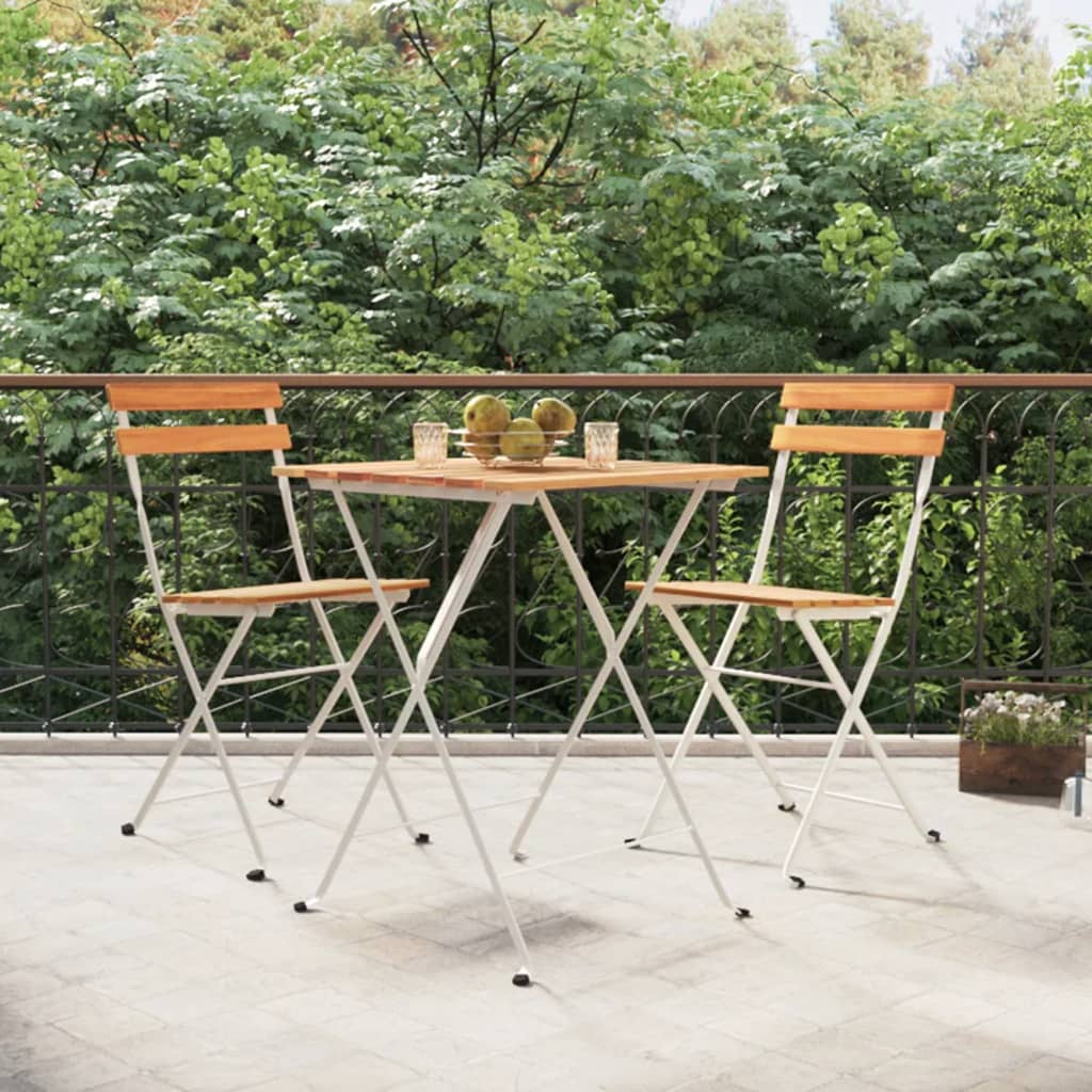 Folding Garden Chairs 6 Pcs Steel And Solid Wood Acacia