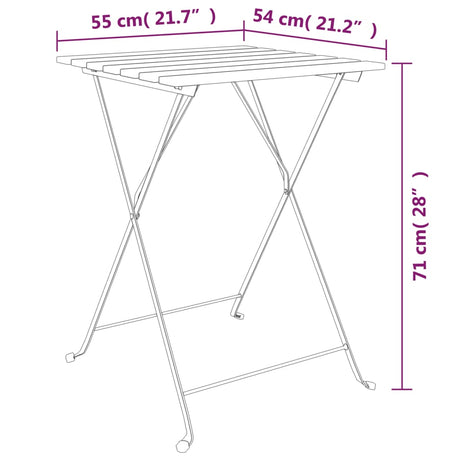 3 Piece Folding Bistro Set Solid Wood Teak And Steel