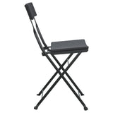 Folding Bistro Chairs 2 pcs Black Poly Rattan and Steel