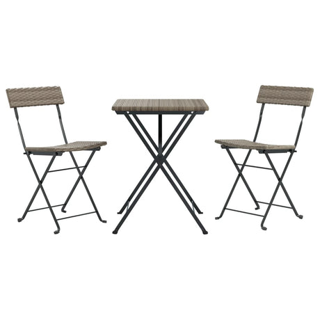 3 Piece Folding Bistro Set Poly Rattan