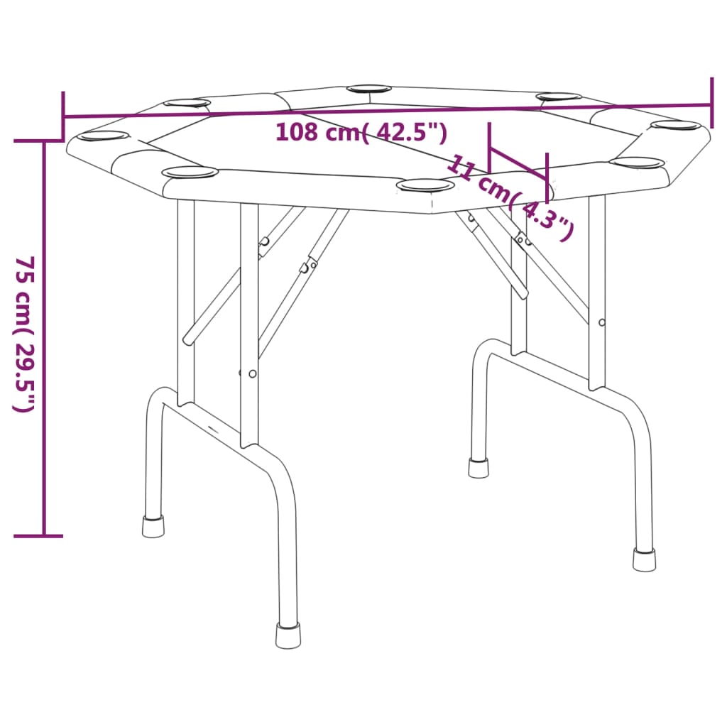 8-Player Folding Poker Table 108X108X75 Cm