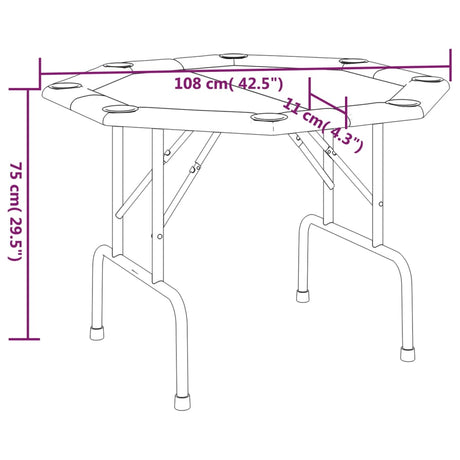 8-Player Folding Poker Table 108X108X75 Cm