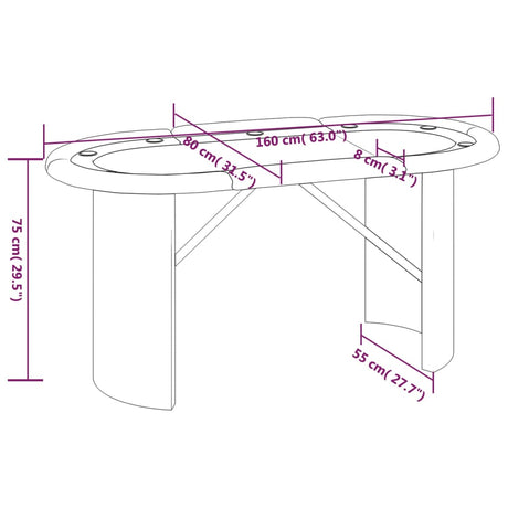10-Player Poker Table 160X80X75 Cm
