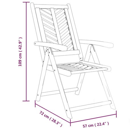 Reclining Garden Chairs 3 Pcs Solid Wood Acacia