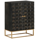Bed Cabinet Black Solid Mango Wood