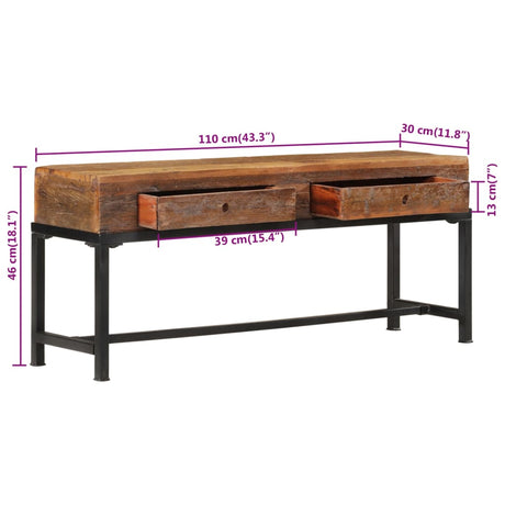 Tv Cabinet 110X30X46 Cm Solid Wood Reclaimed