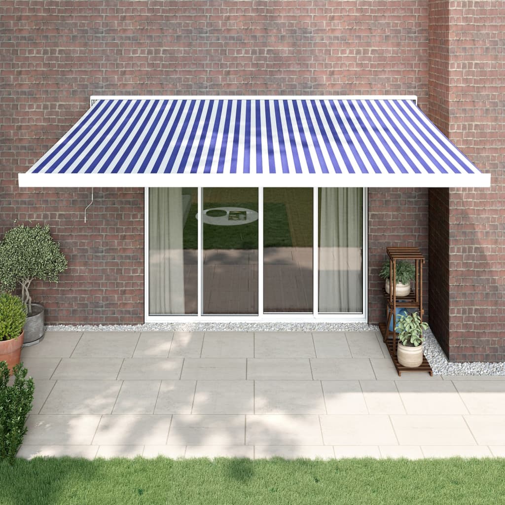 Retractable Awning Orange And Brown Fabric And Aluminium