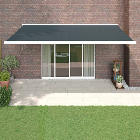 Retractable Awning Orange And Brown Fabric And Aluminium