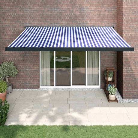 Retractable Awning Orange And Brown Fabric And Aluminium
