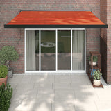 Retractable Awning Orange And Brown Fabric And Aluminium