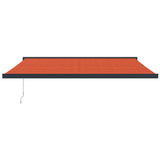 Retractable Awning Orange And Brown Fabric And Aluminium