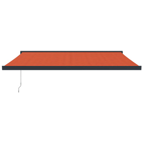 Retractable Awning Orange And Brown Fabric And Aluminium