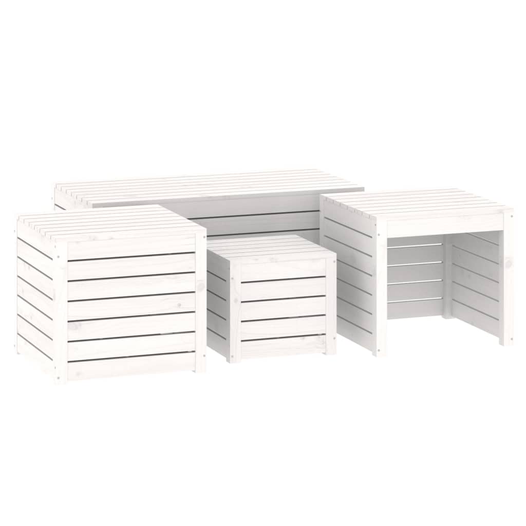4 Piece Garden Box Set White Solid Wood Pine