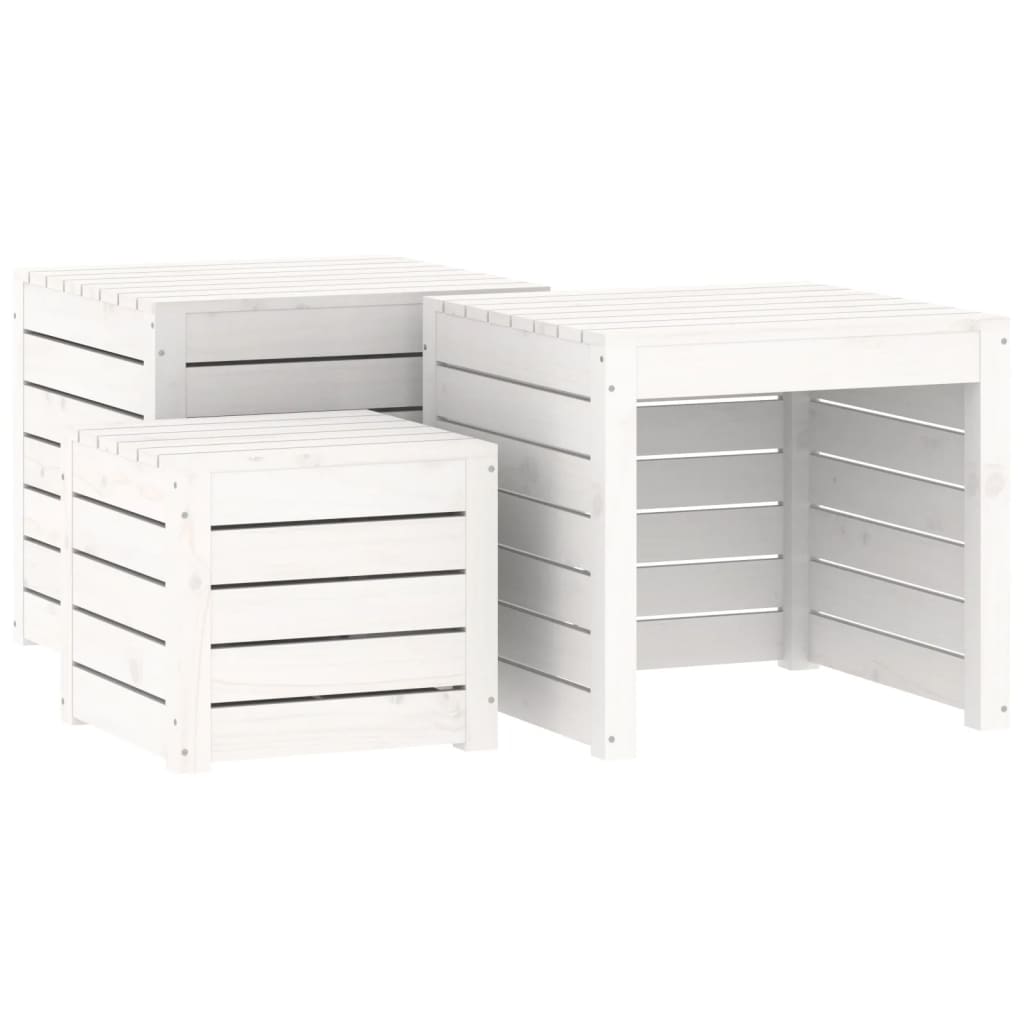 4 Piece Garden Box Set White Solid Wood Pine