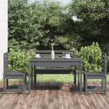 4 Piece Garden Dining Set Grey Solid Wood Pine