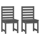 7 Piece Garden Dining Set Grey Solid Wood Pine