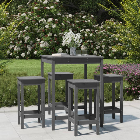 5 Piece Garden Bar Set Solid Wood Pine