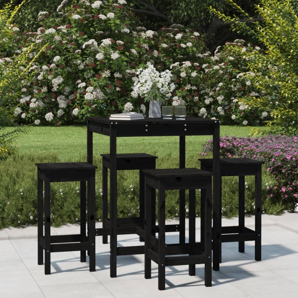 5 Piece Garden Bar Set Solid Wood Pine