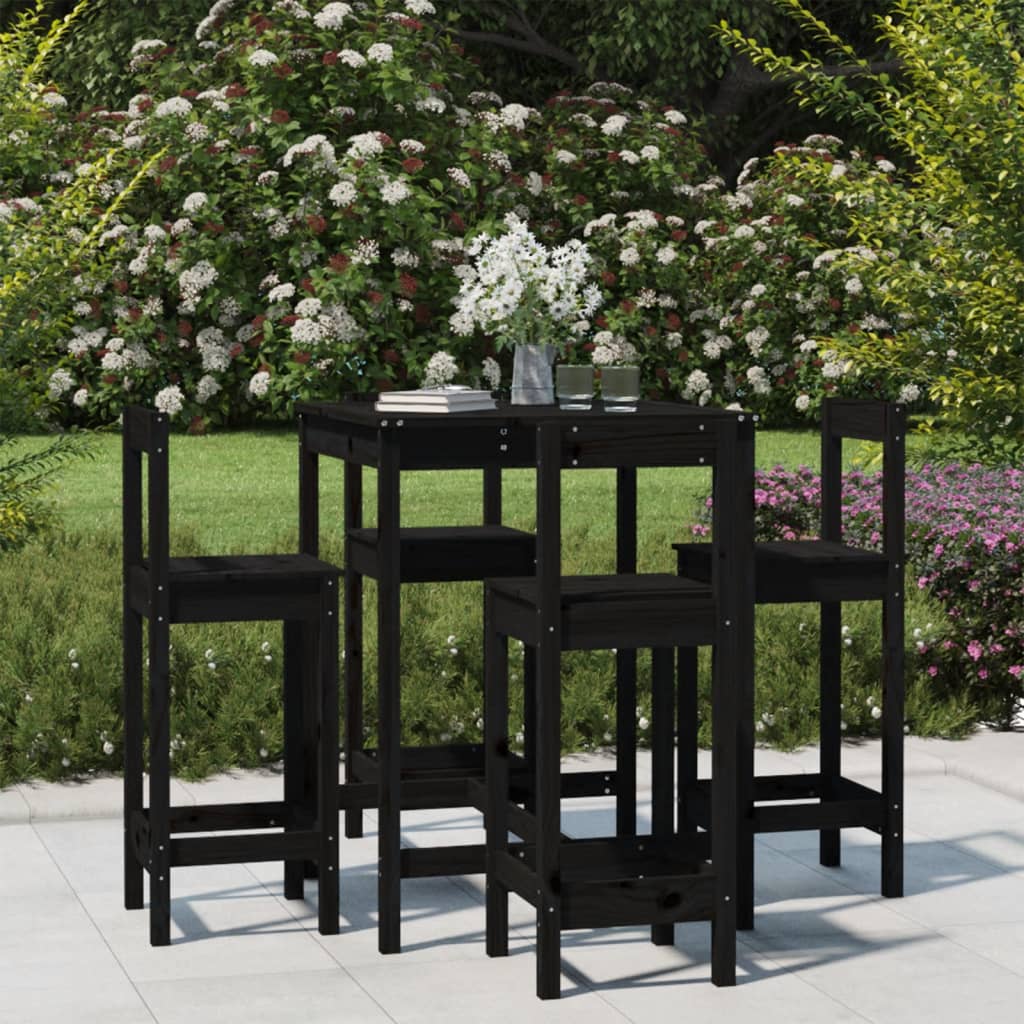 5 Piece Garden Bar Set Solid Wood Pine