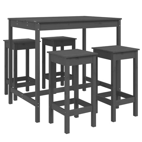 5 Piece Garden Bar Set Solid Wood Pine