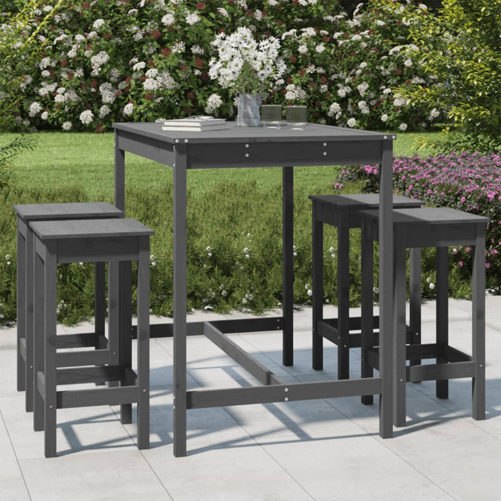 5 Piece Garden Bar Set Solid Wood Pine