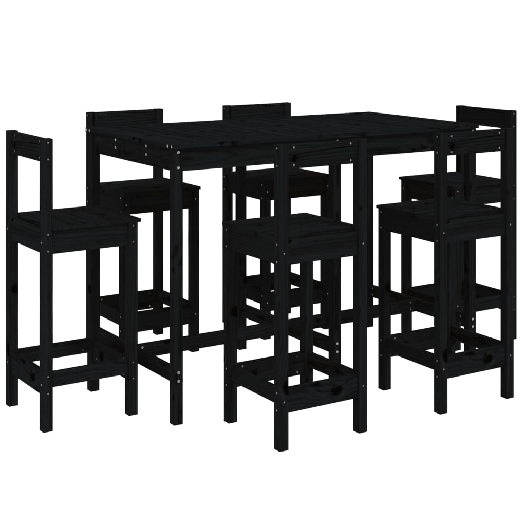 7 Piece Garden Bar Set Solid Wood Pine