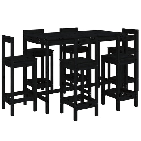 7 Piece Garden Bar Set Solid Wood Pine