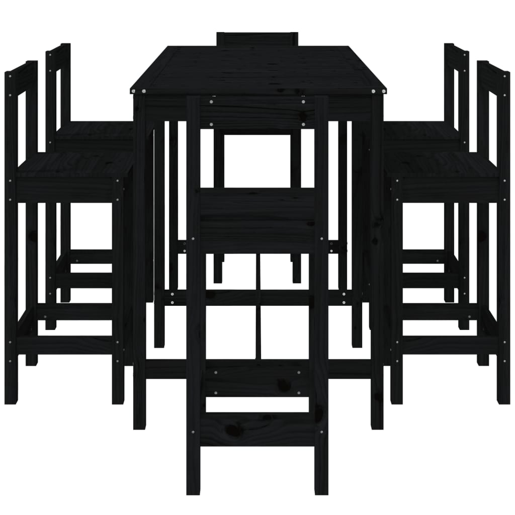 7 Piece Garden Bar Set Solid Wood Pine