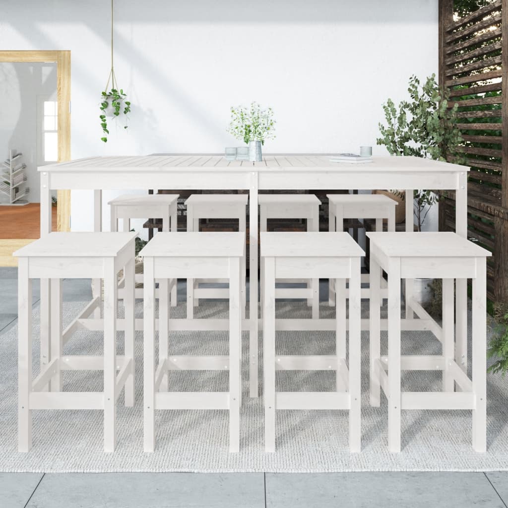 9 Piece Garden Bar Set Solid Wood Pine