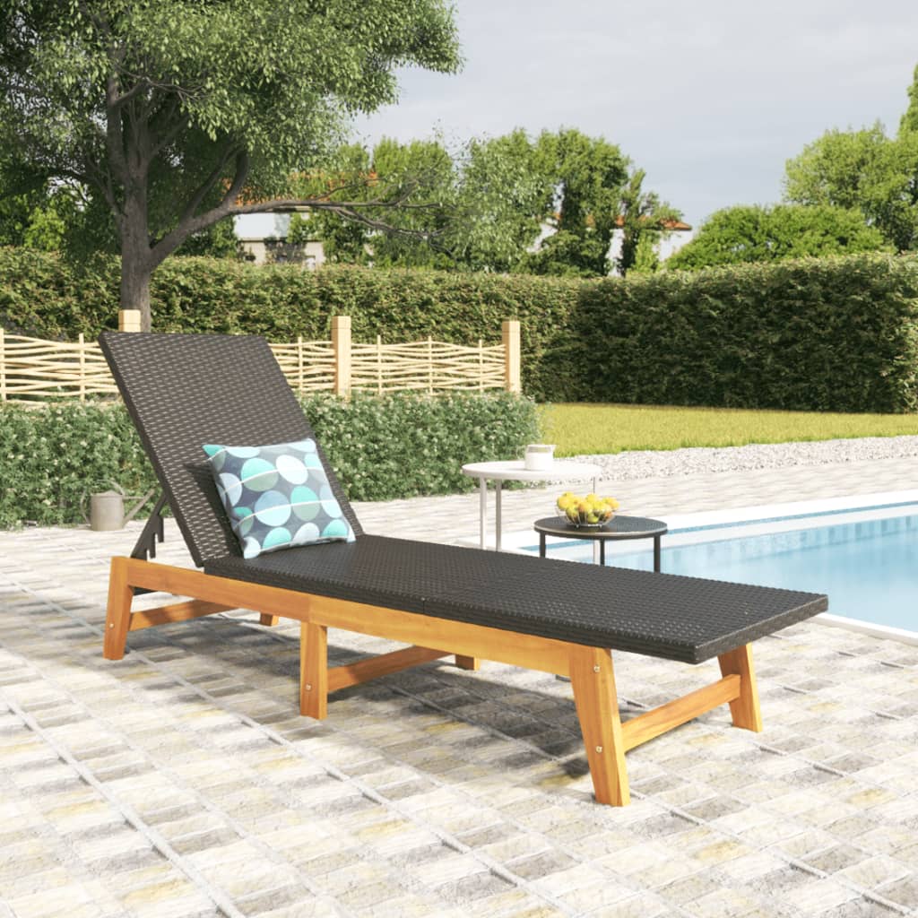 3 Piece Garden Lounge Set Poly Rattan&Solid Wood Acacia