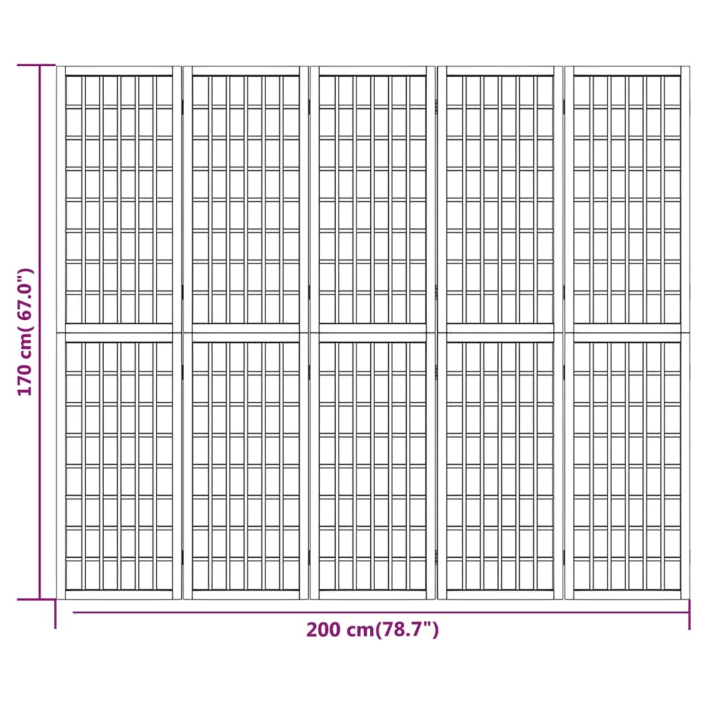 Folding 5-Panel Room Divider Japanese Style