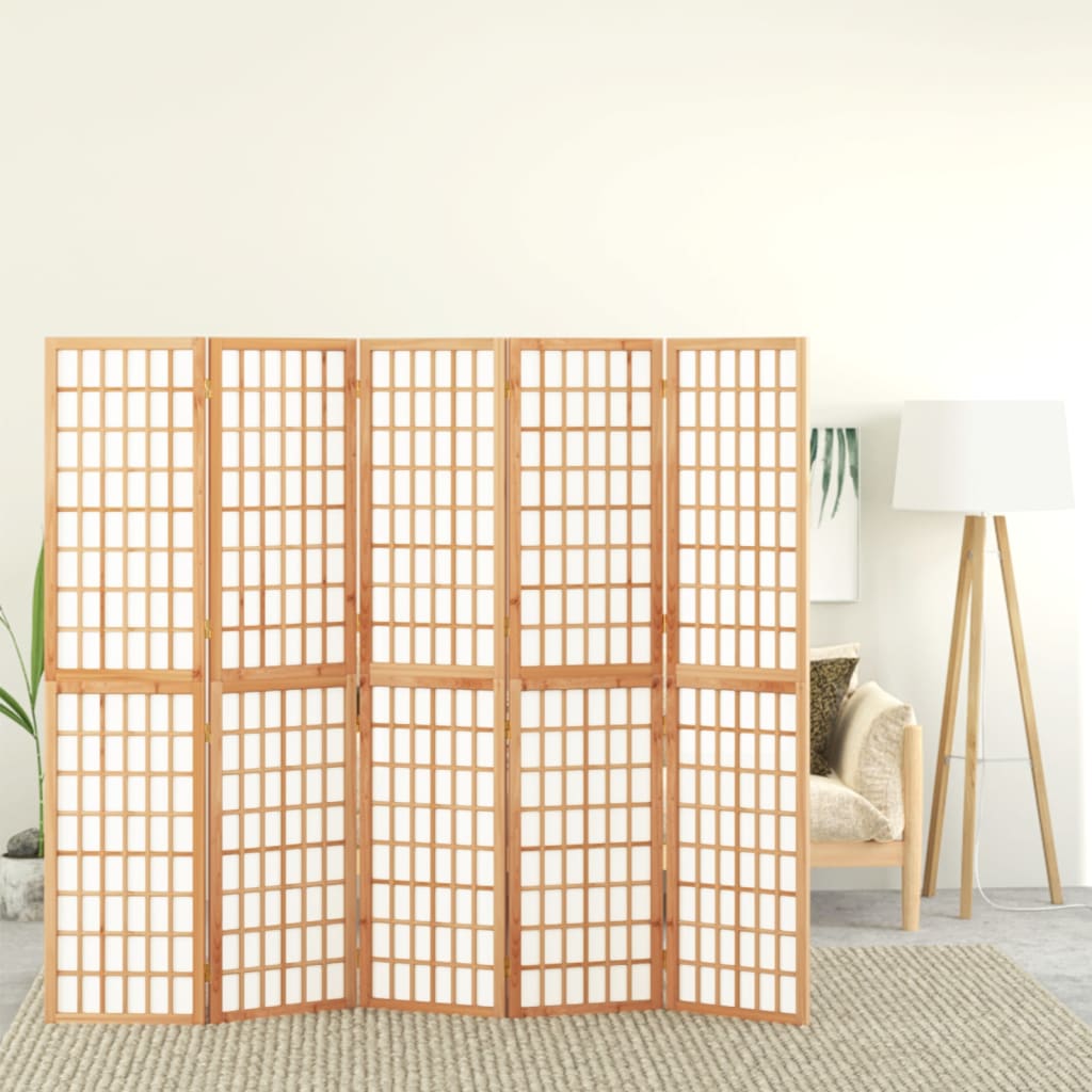 Folding 5-Panel Room Divider Japanese Style