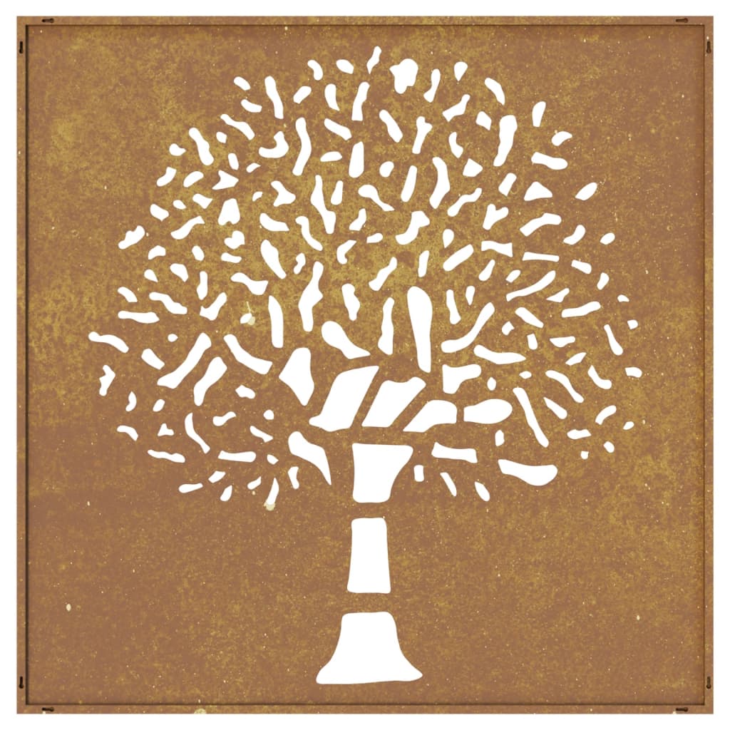 Garden Wall Decoration 55X55 Cm Corten Steel Tree Design