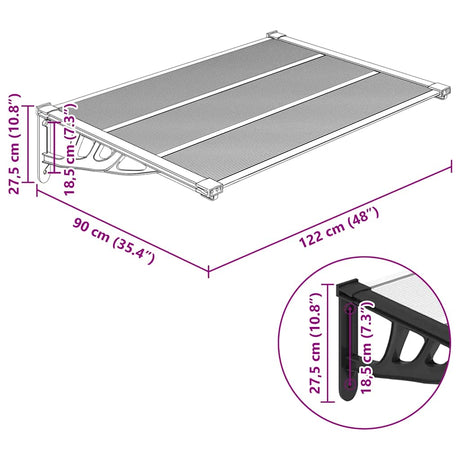 Door Canopy Black And Transparent Polycarbonate