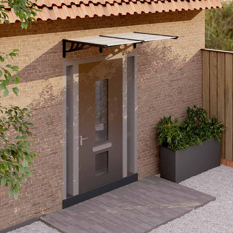Door Canopy Black And Transparent Polycarbonate