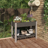 Garden Raised Bed With Shelf Wpc Grey