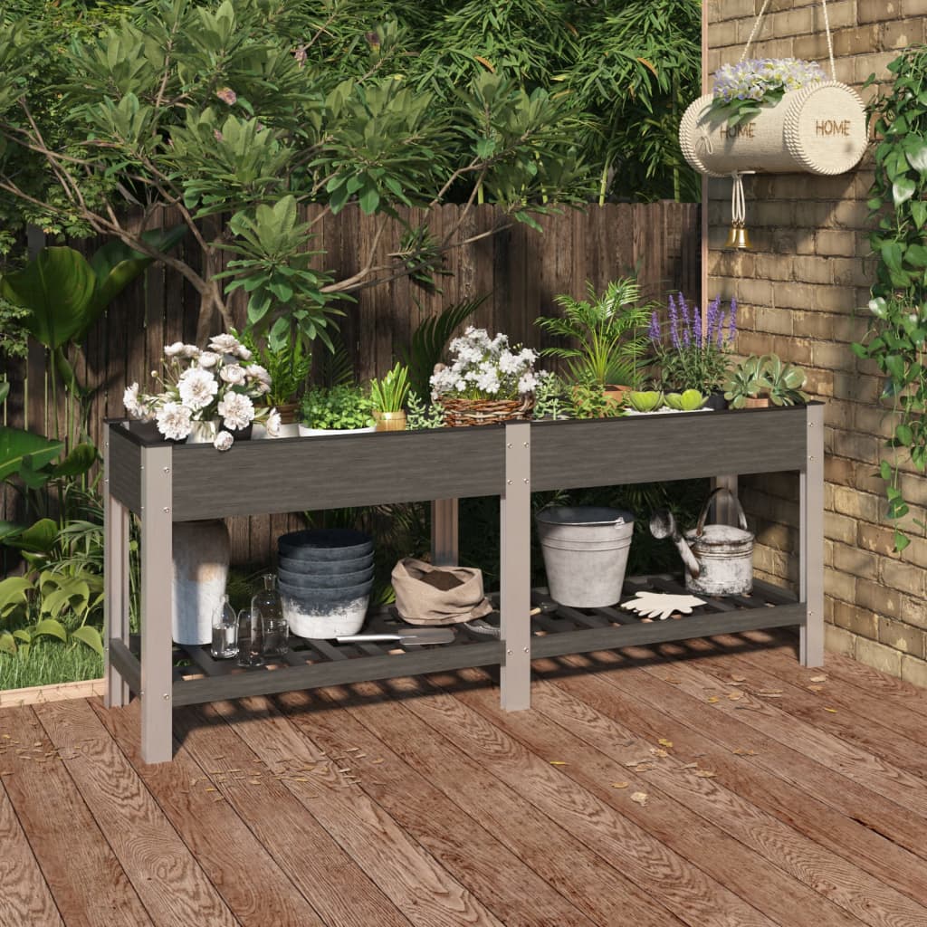 Garden Raised Bed With Shelf Wpc Grey