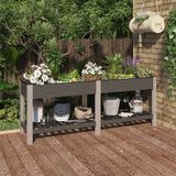 Garden Raised Bed With Shelf Wpc Grey