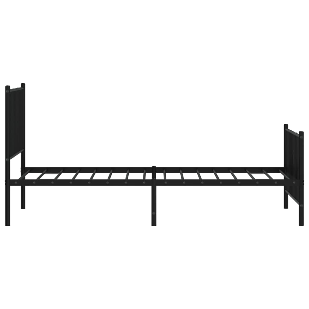 Metal Bed Frame without Mattress with Footboard Black 90x190cm