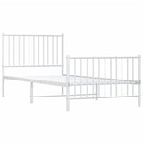 Metal Bed Frame without Mattress with Footboard White 90x200cm