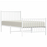 Metal Bed Frame without Mattress with Footboard White 90x200cm
